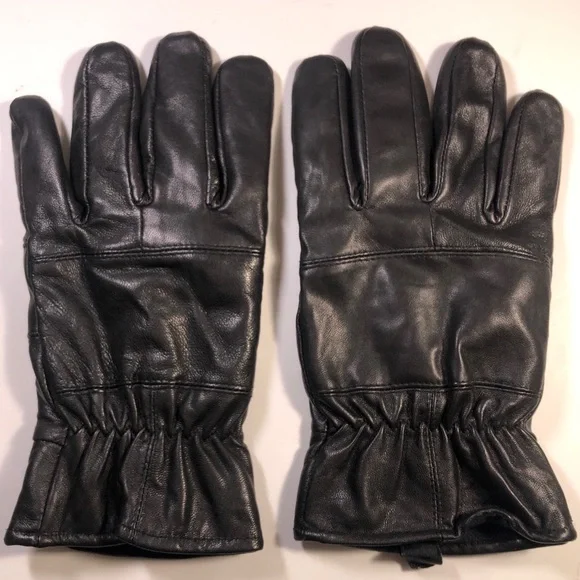 Mens Black Leather Winter Gloves - Picture 2 of 5